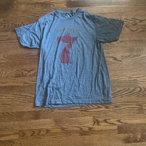 Gray Graphic Tee with Red Number Design
